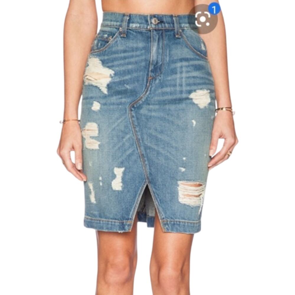 Rag & Bone Women’s Denim Pencil Skirt Cotton Medium Blue | Size 25 MSRP $265